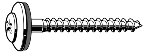 Houtschroef met tweedelige afdichtring met kruisgleuf Roestvaststaal (RVS) A2 ring ø=15mm