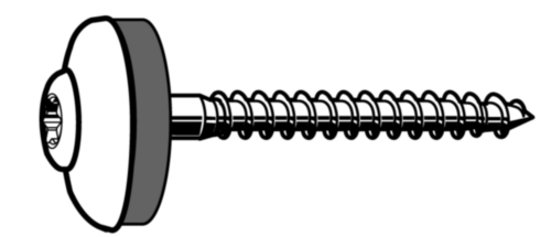 Houtschroef met driedelige afdichtring met T-ster Roestvaststaal (RVS) A2 ring ø=15mm