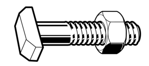 T-head bolt with nut DIN 261/555 Steel Plain 4.6 M16X60