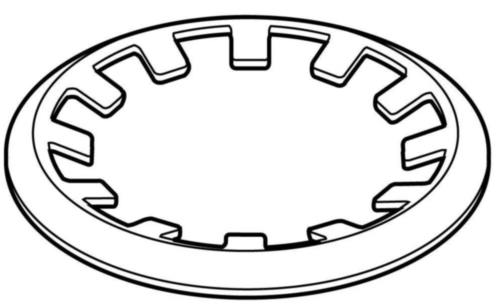 Push-on retaining ring with lugs for shafts Aço mola