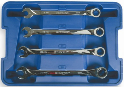 Combination spanners with ring ratchet reversible sets