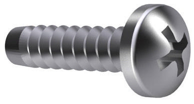 Cross recessed pan head tapping screw with flat end DIN 7981 F-H Stainless steel A2